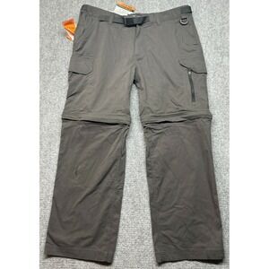 BC Clothing Convertible Cargo Pants Mens 2XLX30 Charcoal Mid Rise Stretch New